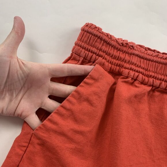 J.Crew Tomato Red Linen Canvas Pull On Shorts M - Picture 2 of 6